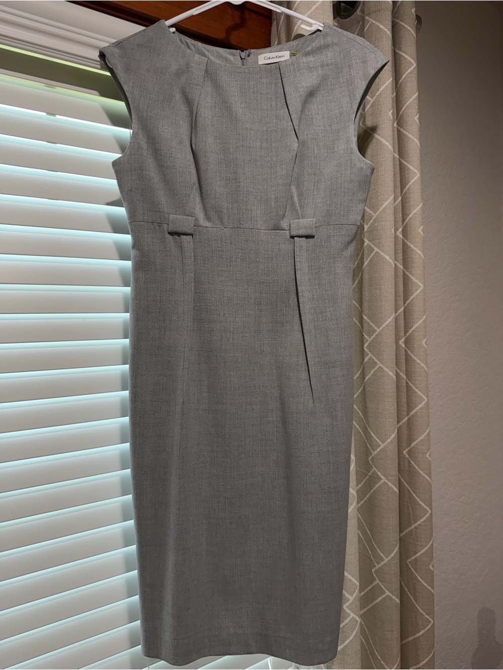 Calvin Klein Light Gray Midi Sheath Dress